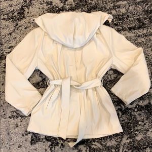 Ivory/off white trench rain coat w/ fleece lining